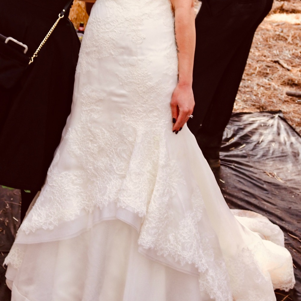 Couture Elegant Lace Layered Mermaid Strapless Wedding Dress
